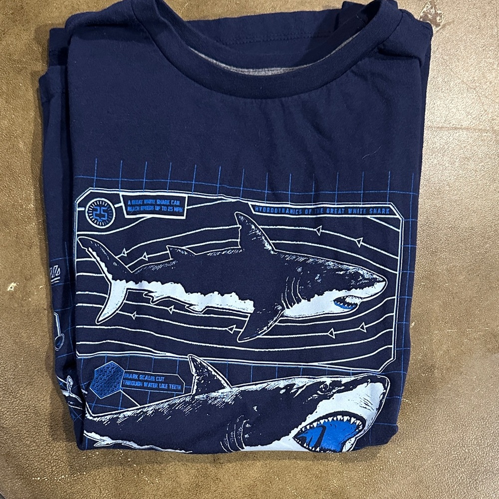 Old Navy Navy Blue Shark Graphic Tee